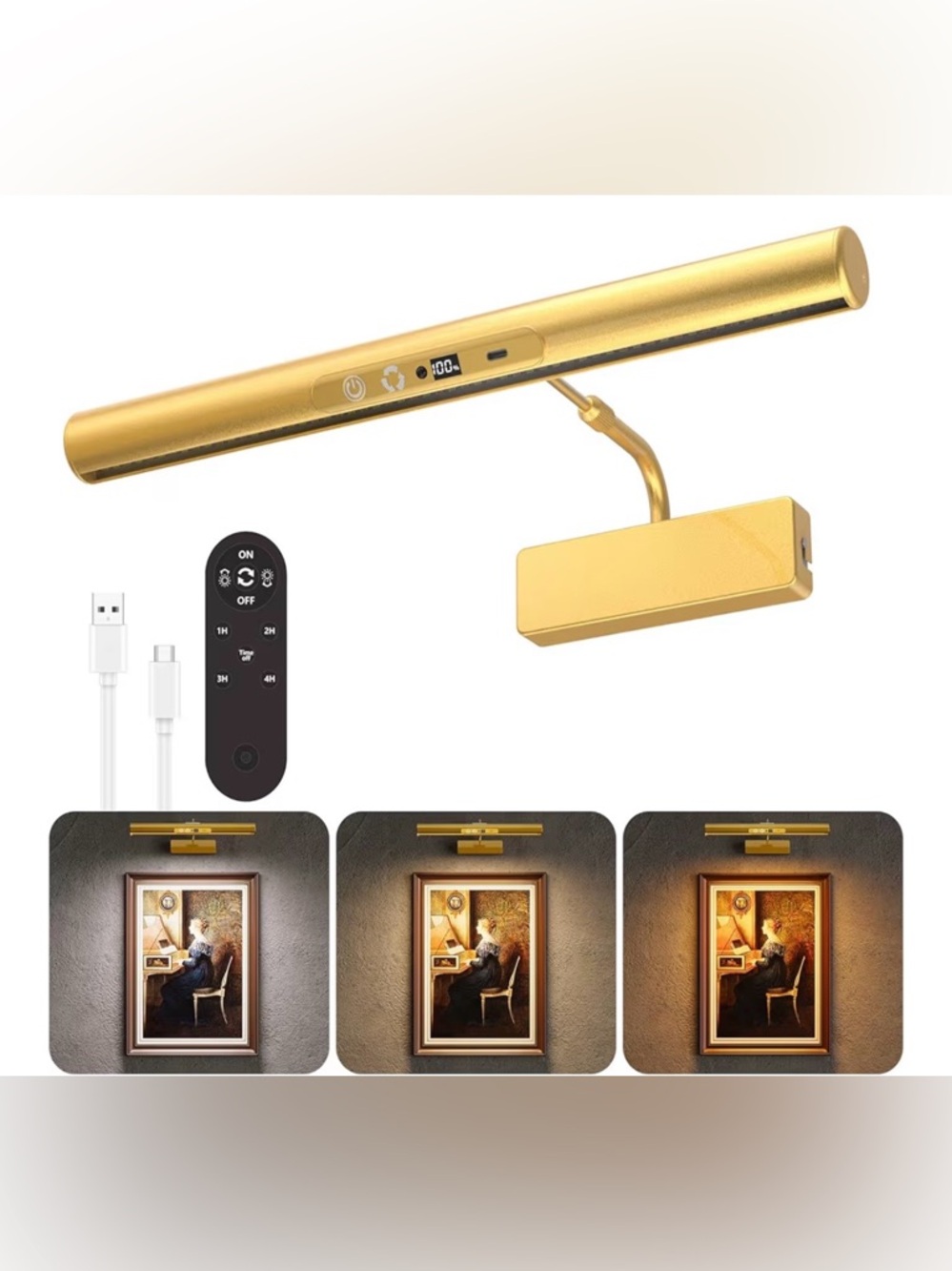 Picture Light for Wall, 6000mAh Rechargeable Wireless Wall Lights Remote